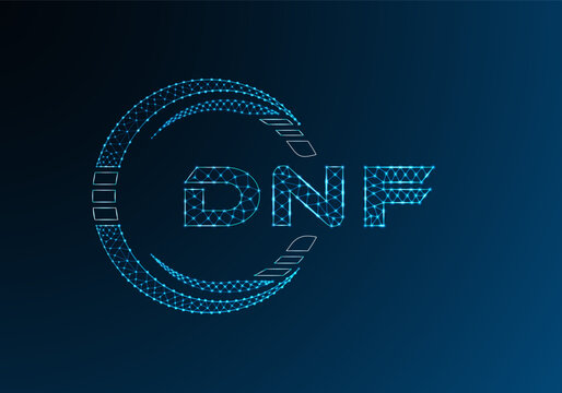 DNF low poly letter logo vector design. DNF lower poly logo design.