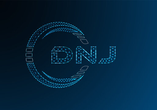 DNJ low poly letter logo vector design. DNJ lower poly logo design.
