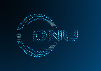 DNU low poly letter logo vector design. DNU lower poly logo design.