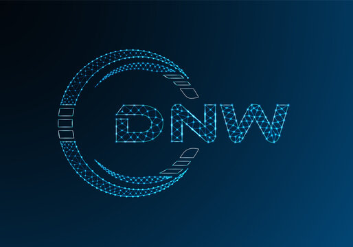 DNW low poly letter logo vector design. DNW lower poly logo design.