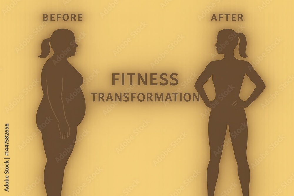 Poster Fitness Transformation Showcasing a Significant Change in Body Shape From Before to After in a Motivational Context