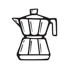 Doodle coffee shop icons. Outline hand drawn