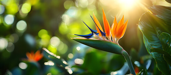 Bird of Paradise Flower in Sunlight &ndash; Exotic Tropical Bloom