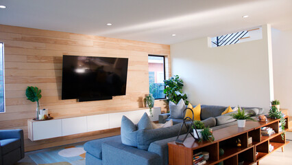 Interior Shot Of Stylish Modern Lounge In Empty House