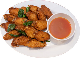 Delicious Crispy Fried Chicken Wings with Sauce transparent