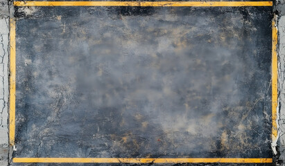 Cracked Asphalt Road with Yellow Border