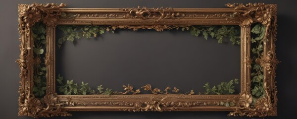 Ornate frame with leaf & vine details, rich color,  illustration,  classic,  elegant