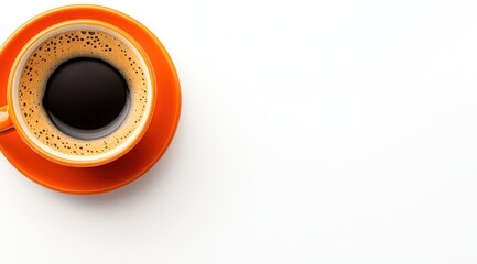 Orange coffee cup, black coffee
