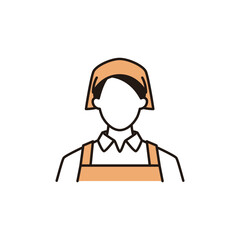 エプロンをしている女性店員