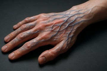 Fototapeta premium Detailed Human Hand with Prominent Blue Veins