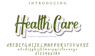 Medical Care Font Stylish brush painted an uppercase vector letters, alphabet, typeface