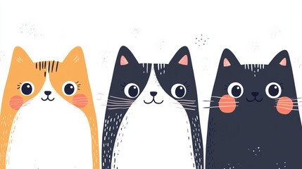 Three Unique Cats Showcasing Distinctive Eyes and Ears in a Playful and Charming Domestic Setting