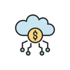 Fintech colored icons, minimalist vector illustration ,simple transparent graphic element .Isolated on white background