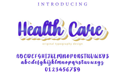 Medical Care Font Stylish brush painted an uppercase vector letters, alphabet, typeface