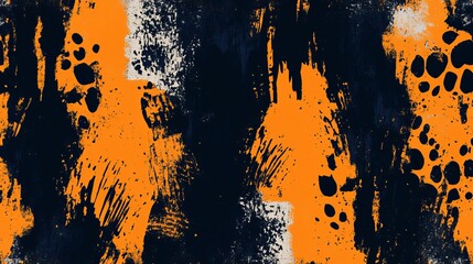Vibrant Black and Orange Background with Intricate Spot Patterns Creating a Striking Visual Contrast