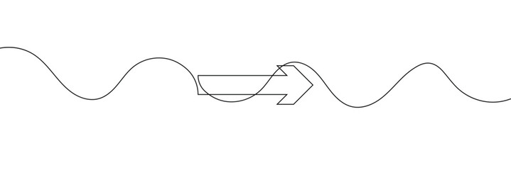Arrow pointing right and Left, line continuous drawing vector. One line Arrow pointing right, vector background. Arrow pointing right, icon. Continuous outline of a Arrow pointing right. EPS 10 .