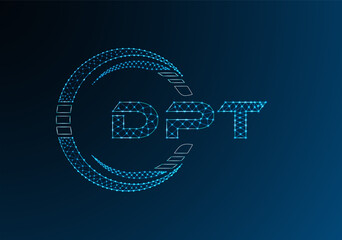 DPT low poly letter logo vector design. DPT lower poly logo design.
