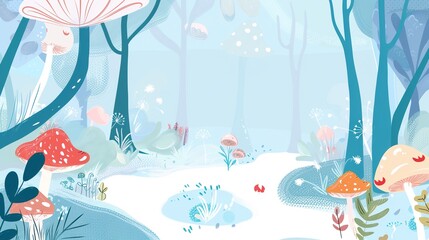 Light Blue Children's Illustration Fairy Tale Background: A Dreamy Canvas of Enchantment and Whimsy