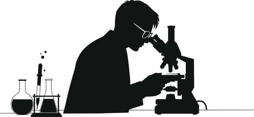 Scientist Microscope Silhouette Vector Art