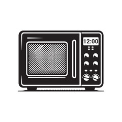 Obraz premium Microwave Silhouette Vector Illustration, Solid White Background.