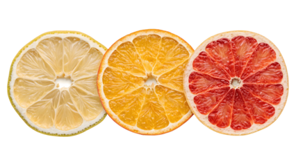 lemon, orange, grapefruit, citrus fruits, sliced fruit, healthy food, food photography, realistic, sharp focus, detailed texture, vibrant colors, natural lighting, minimalist background, white backgro
