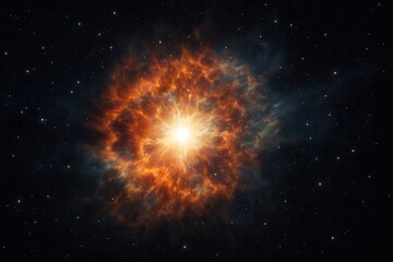 Fototapeta premium Stunning cosmic explosion illuminating the dark universe with orange and blue lights
