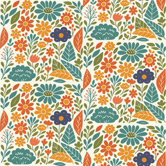 Floral Pattern Design with Colorful Flowers