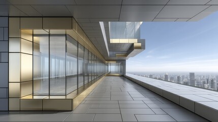 Eco-friendly glass office building showcasing sustainable design & lush greenery Modern architecture, urban setting - office design interior glass