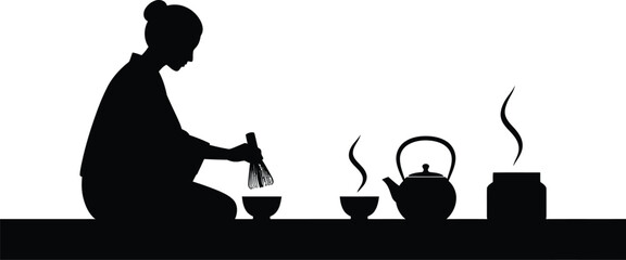 Tea Ceremony Silhouette Vector