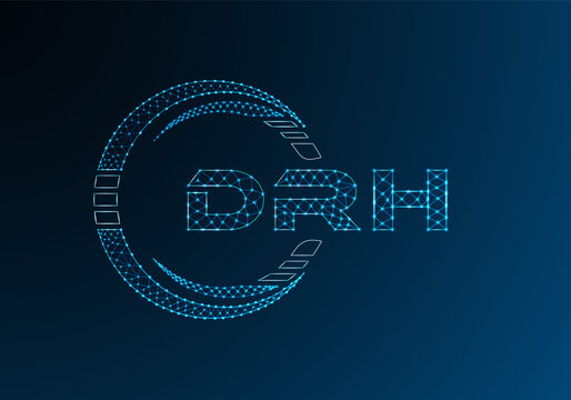 DRH low poly letter logo vector design. DRH lower poly logo design.