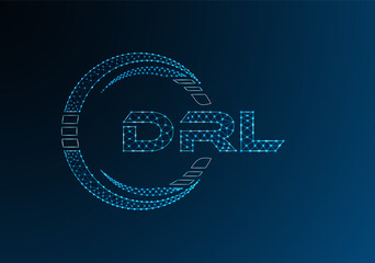 Naklejka premium DRL low poly letter logo vector design. DRL lower poly logo design.