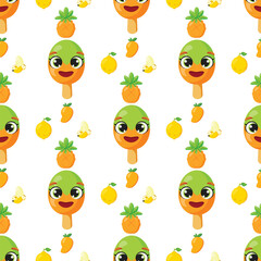 Cheerful fruit ice cream repeat pattern