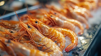 Freshly cooked delicious orange shrimp seafood delicacy restaurant food dish appetizer eat meal menu