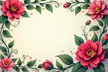 Obraz premium Intricate floral damask, swirling vines and leaves, pattern, tapestry, surface