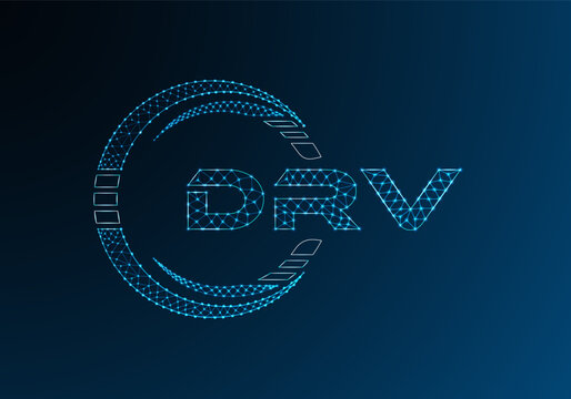 DRV low poly letter logo vector design. DRV lower poly logo design.