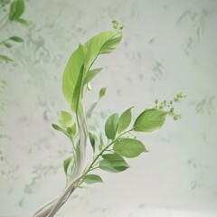 Abstract swirling pastel colors, fresh green leaves sprout , swirl, new