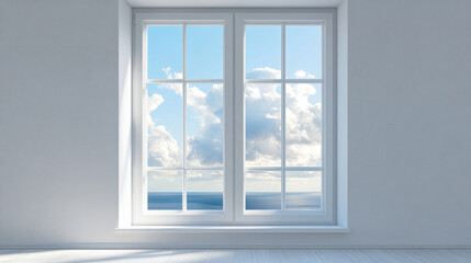 Obraz premium White large panoramic windows. 3d illustration.