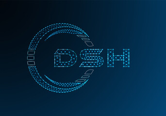 DSH low poly letter logo vector design. DSH lower poly logo design.