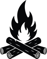 Campfire and Crossed Logs Silhouette