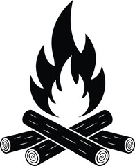 Campfire and Crossed Logs Silhouette