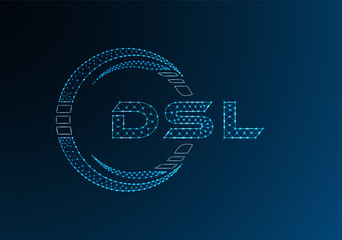 DSL low poly letter logo vector design. DSL lower poly logo design.