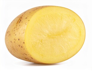 Close-up of fresh yellow potato half with smooth texture