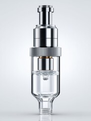 A single microscope objective lens isolated on a white background, showcasing its clear glass and metallic components - magnification optics optical technology metal
