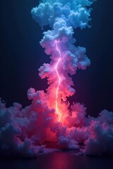 Seven spectral lights pierce swirling, smoky darkness , night, vibrant, abstract