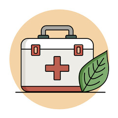 Medical Kit Icon with Leaf