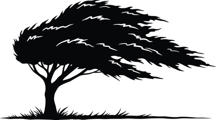 Windswept Tree Silhouette