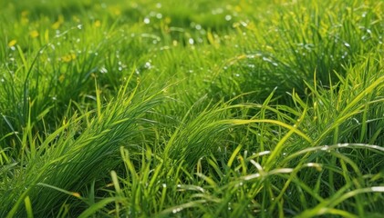 Fototapeta premium Abstract swirls of vibrant green and yellow, suggesting fresh spring grass , illustration, nature, background