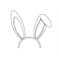 A minimalistic line drawing showcases pair of upright rabbit ears attached to headband, designed for festive wear or playful occasions.