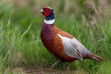 Fototapeta premium Pheasant Walking in Grass