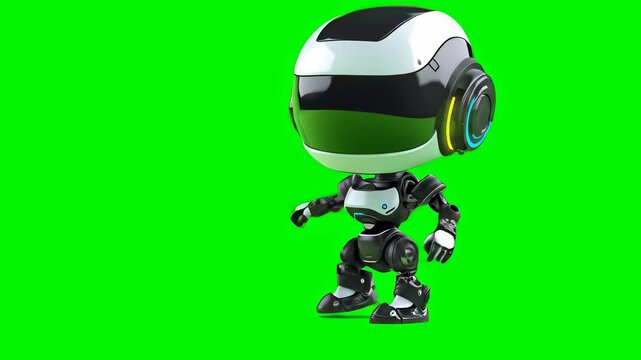 Chibi Robot Animation on Green Screen Background